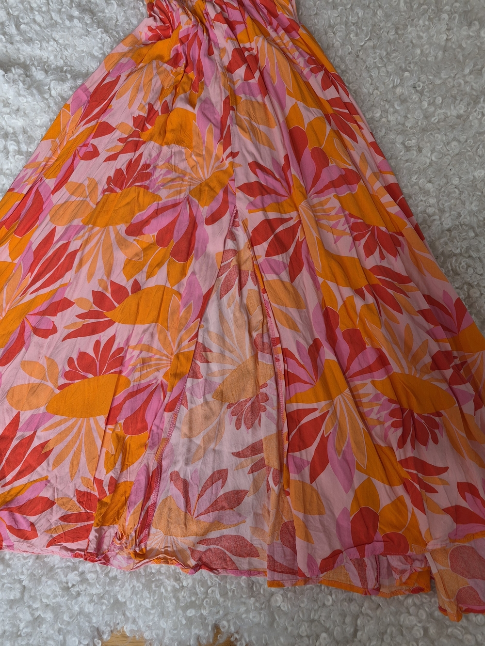 Abel The Label Maxi Dress Pink Orange Floral Cut Out Open Back Boho Sundress M - Picture 12 of 15